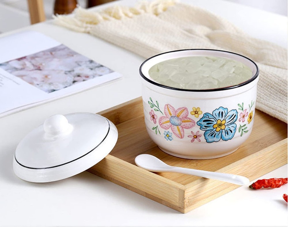 MaoYaMao Ceramic Bacon Grease Container with Medium, Colorful