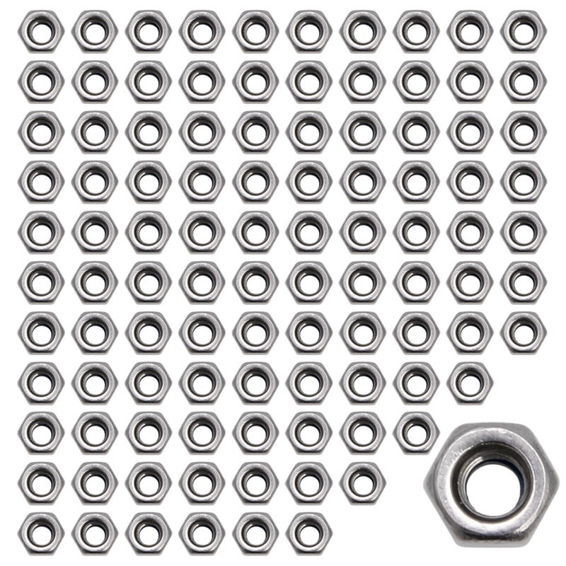 100 Pcs/Set M3 Stainless Steel Screw Lock Nylon Hex Nut Insert Locking Nuts 3mm