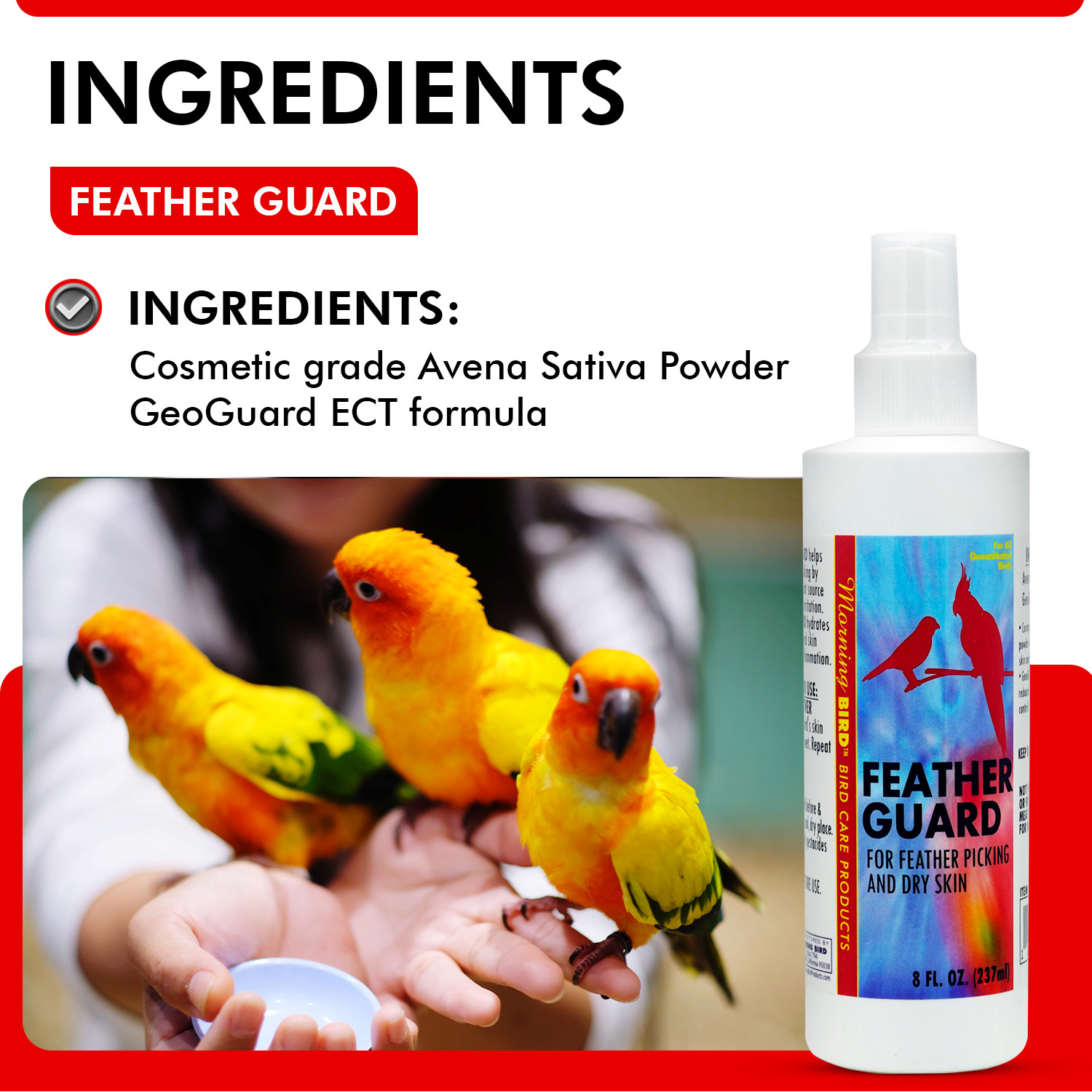 Morning Bird Feather Guard Spray for Feather Picking & Dry Skin for Birds