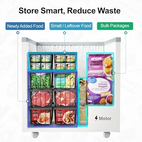 Deep Freezer Organizer Bins, 5 Pack Chest Freezer Baskets for 7 Black Set