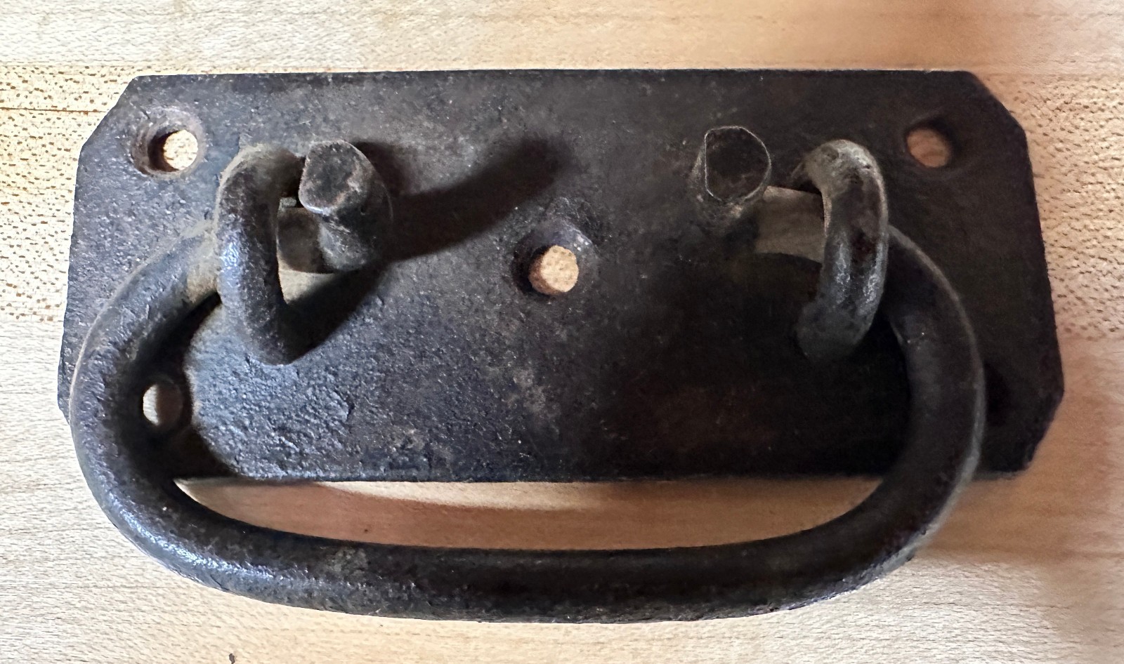 2 Vintage Forged Iron Trunk Handles, 4" Drop Pulls Tool Box, Blanket Chest