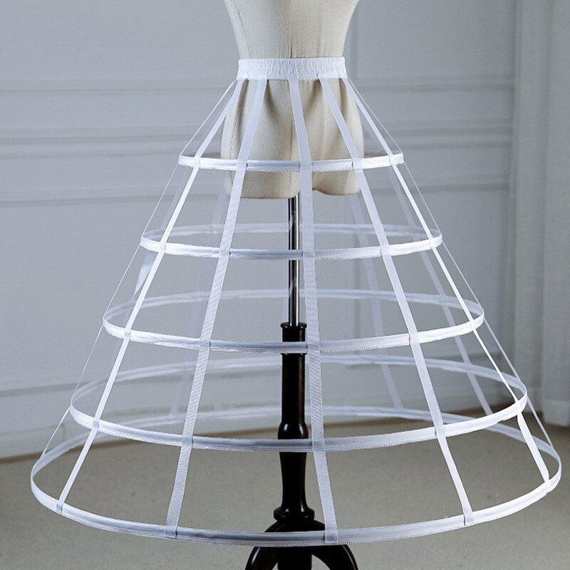 5 Hoop Cage Skirt Hoop Skirt Crinoline Wedding Bridal Dress Petticoat for Women