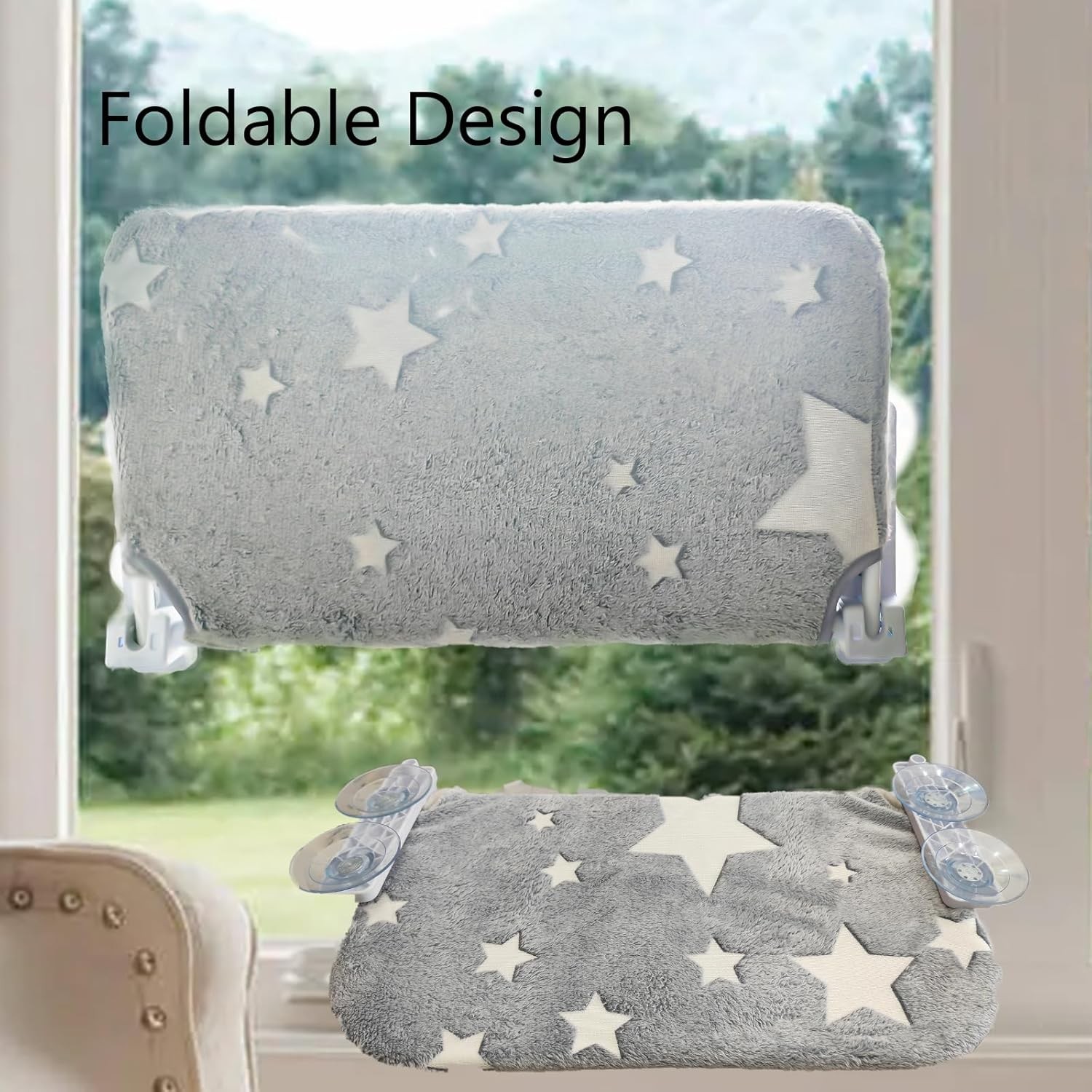 Foldable Cat Hammock for Window Glow in the Dark Cordless Cat Window Perch