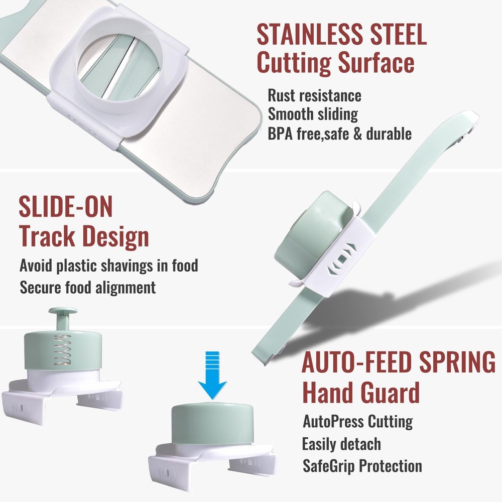 Multi-Purpose Mandoline Slicer for Kitchen with Slide-On Hand Guard - Vegetab...