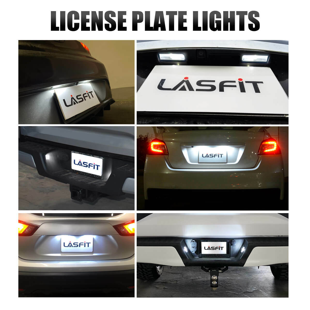 Lasfit T10 LED License Plate Light Bulbs 6000K Bright White 168 2825 194 Canbus