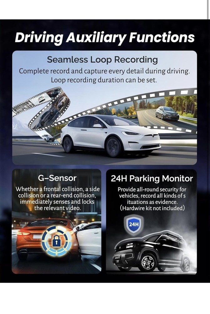 4K Rear View Mirror Camera with Carplay&Android Auto,12" Mirror Dash Cam Fron...