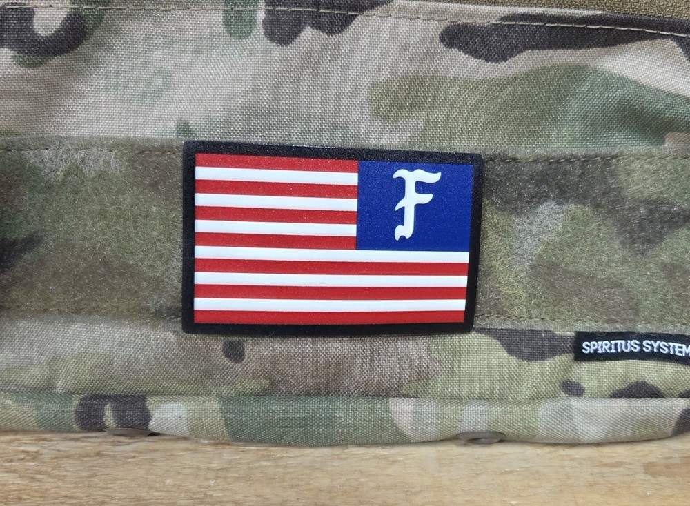 🏴FOG 'F' PVC 'Reverse' USA Flag patch GITD 🏴 (Sup def, BCS, TFD White Phosphor