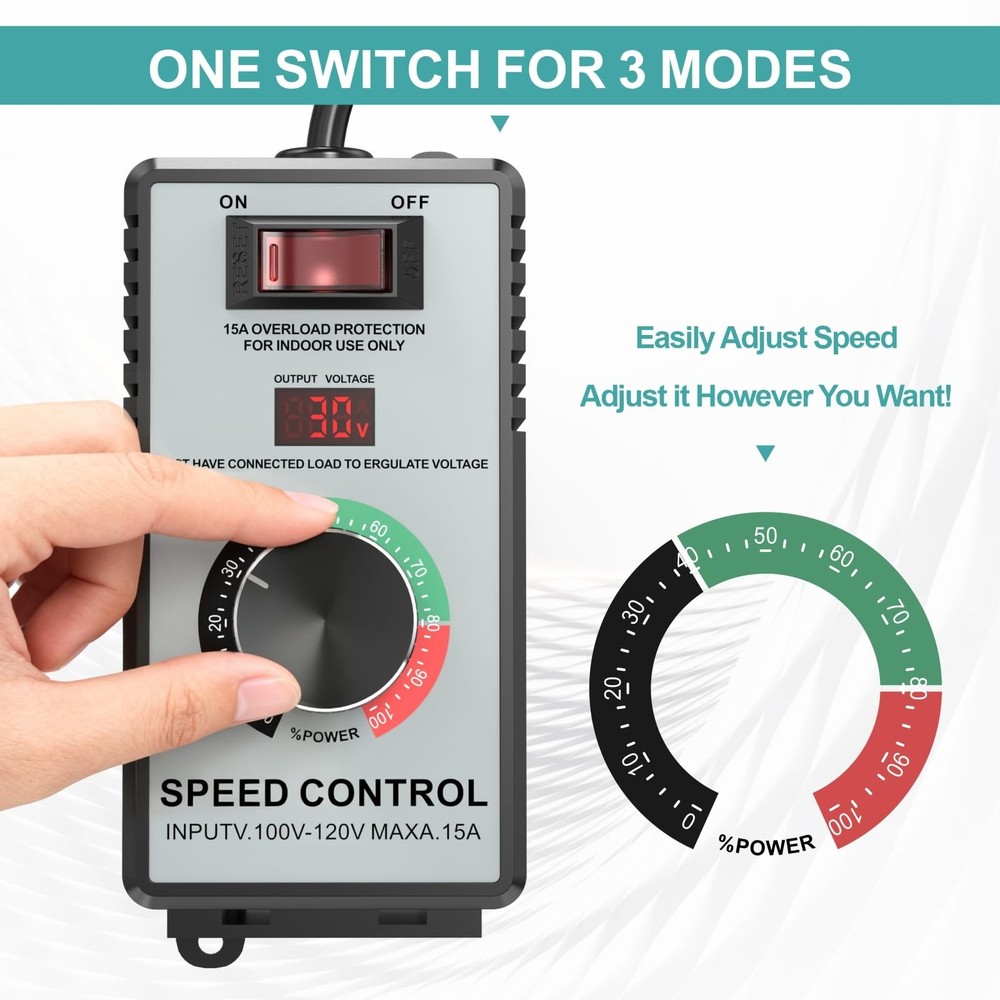 120V 15A 4000W AC Motor Speed Controller Variable Regulator w/ LED