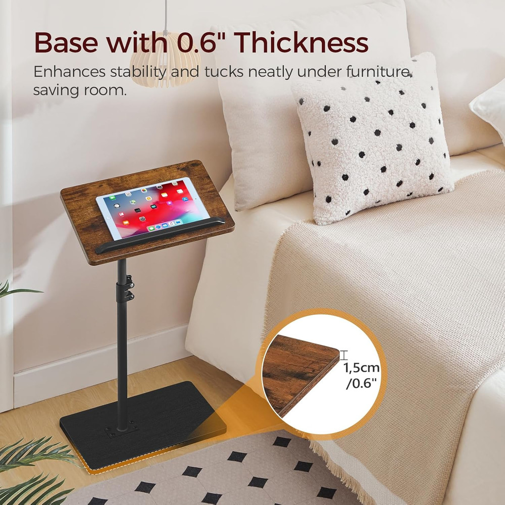 TV Tray Table, Sofa Armrest Tray Table for Couch, 360° Swivel Height Adjustable