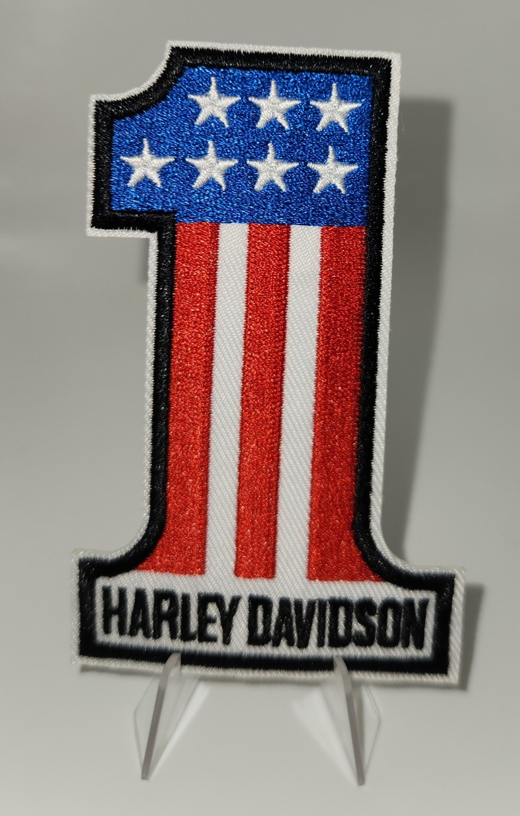 Harley-Davidson 4 inch Embroidered RWB #1 Logo Emblem Iron On Or Sew On Patch
