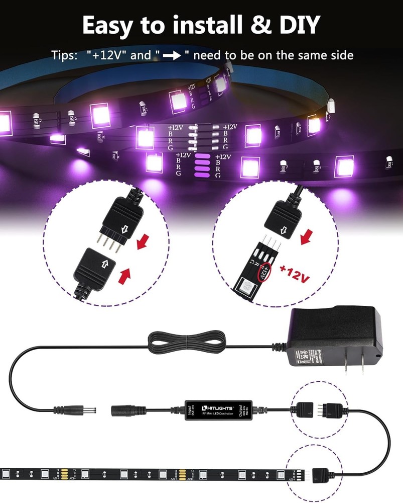 LED Strip Lights Dimmable RGB Color Changing with Remote
