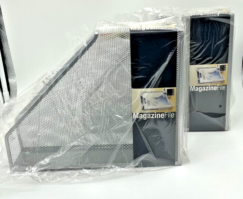 [ 2 Pack ] Wire Mesh Document Holder, Wall Mount/Desktop Magazine Rack - Silver