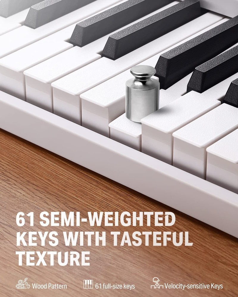 Donner DP-06 Foldable 61 Key Digital Piano Keyboard Bluetooth Velocity-Sensitive
