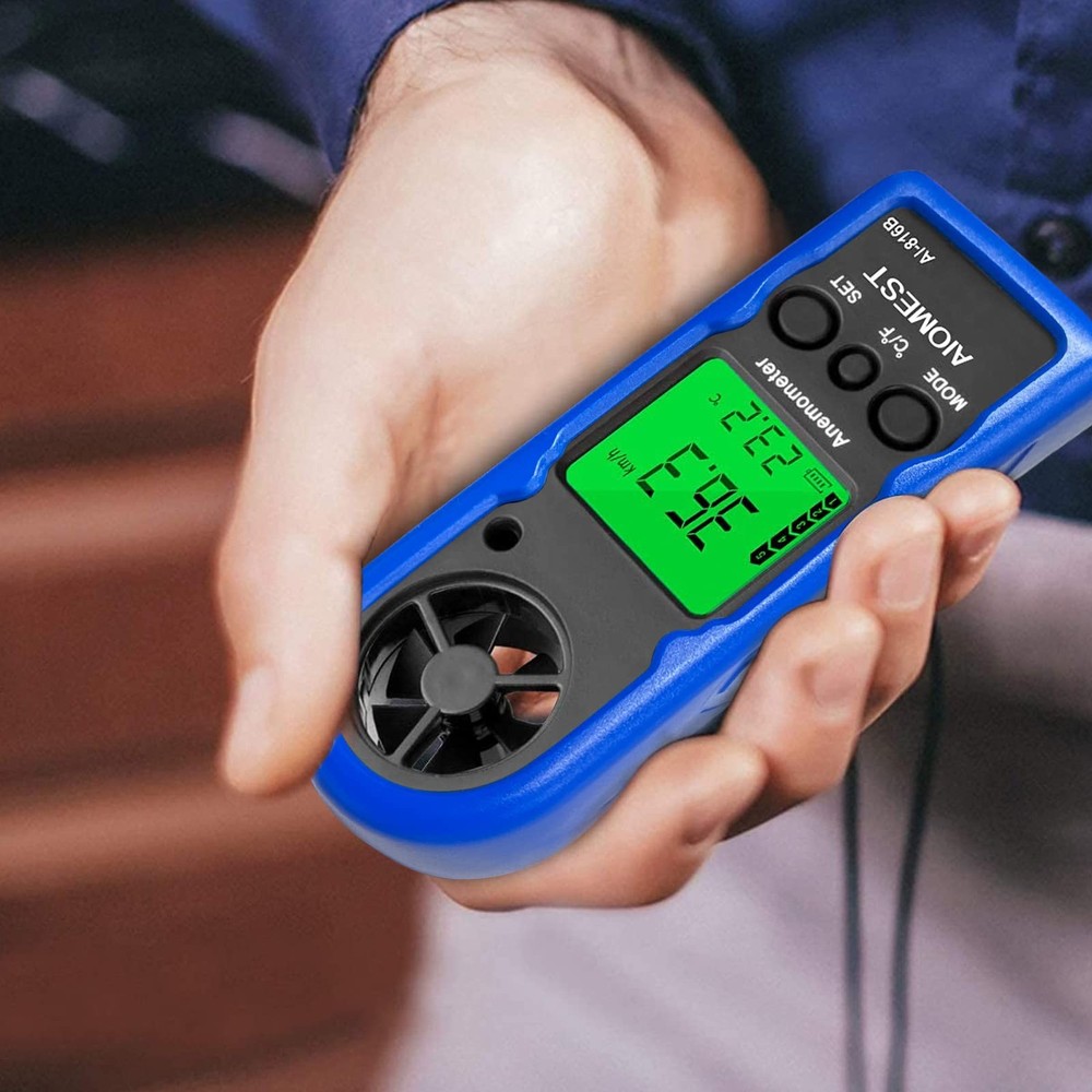 Digital Anemometer, Mini Wind Speed Meter Air Flow Gauge Measuring Wind Veloc...