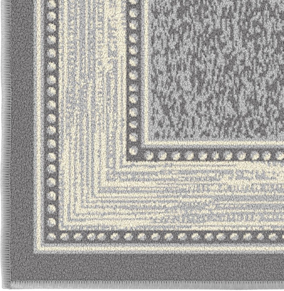 Ottomanson Machine Runner - 1'10" x 7', Border Light Grey