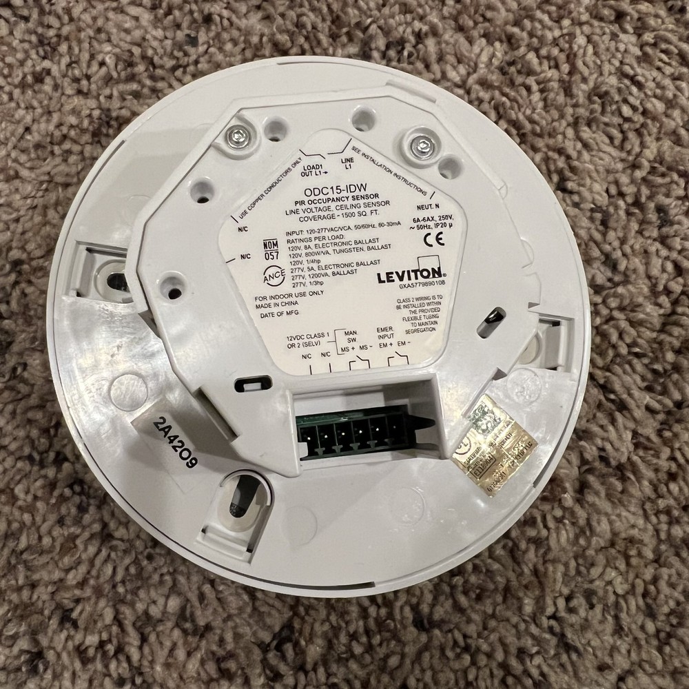 LEVITON ODC15-IDW WHITE CEILING SENSOR FIRE ALARM