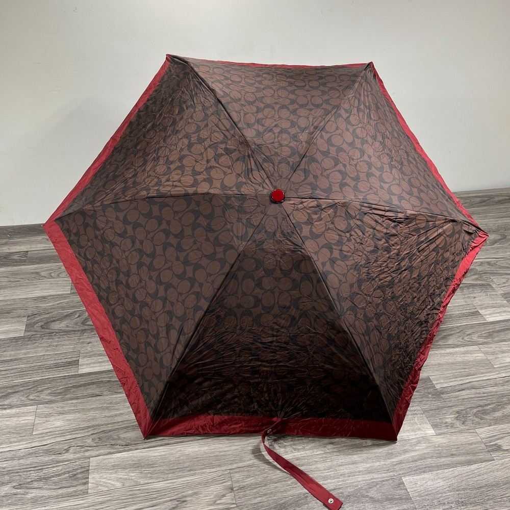 COACH Graphic Print Brown / Red Umbrella