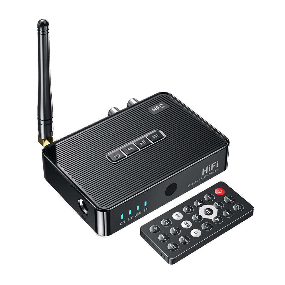 Bluetooth 5.1 Receiver NFC Wireless RCA to 3.5mm Aux Audio Adapter