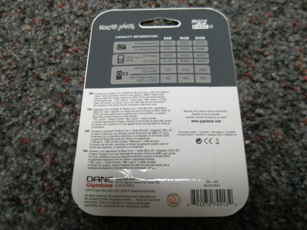 Dane 3-in-1 Mobile Kit 32 GB Micro SD Card US & SD adapter