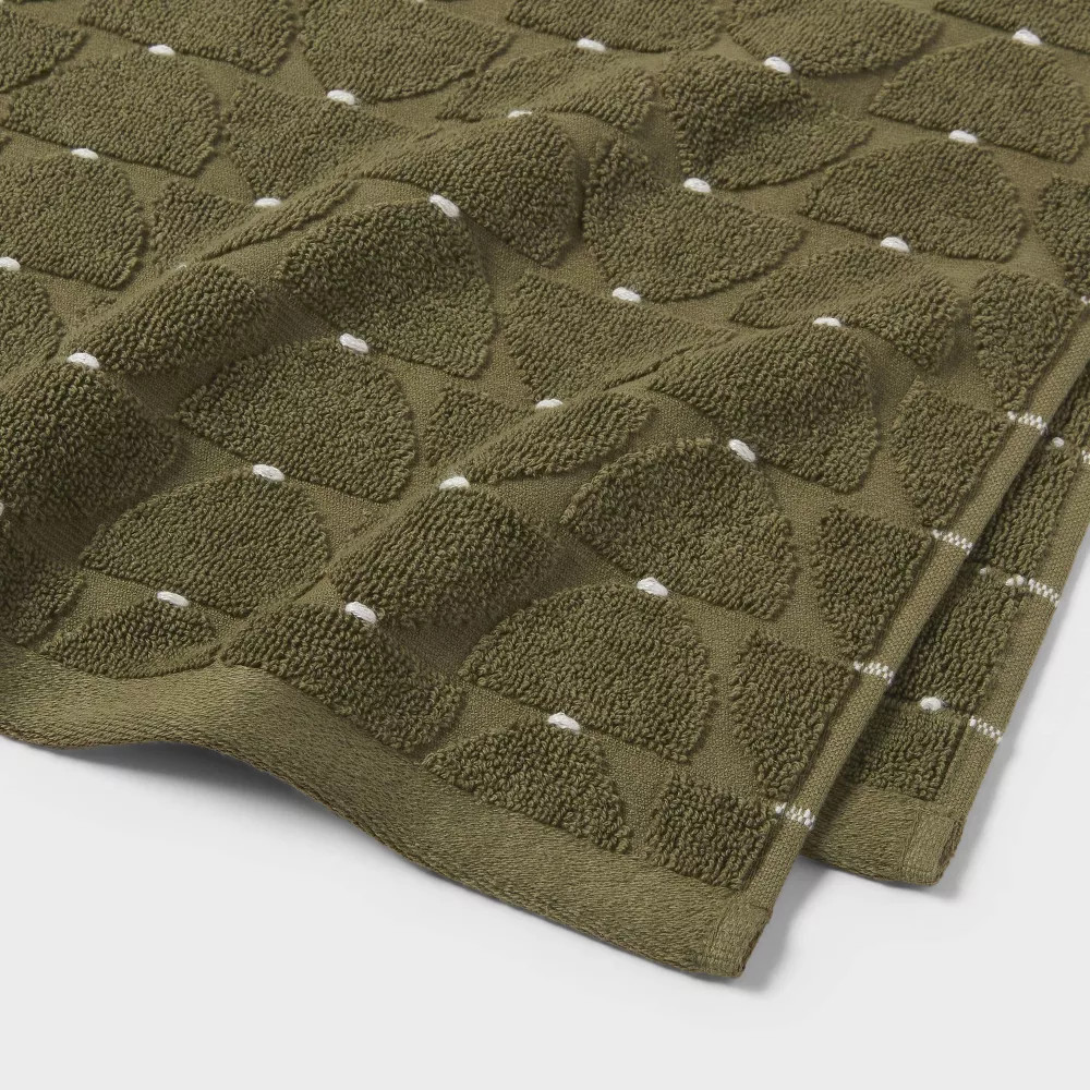 2pc Modern Sculpted Bath Towel Green - Threshold