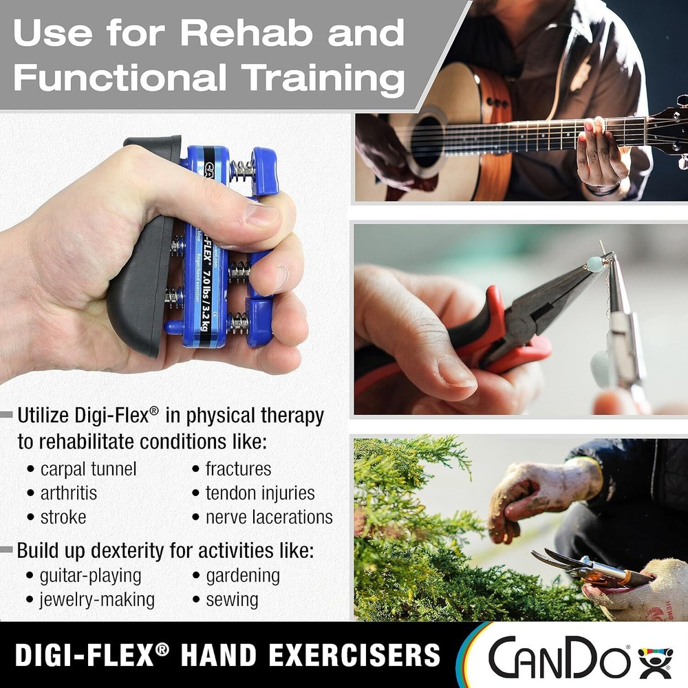 CanDo Digi-Flex Hand and Finger Exerciser Blue-Heavy - For Dexterity,...