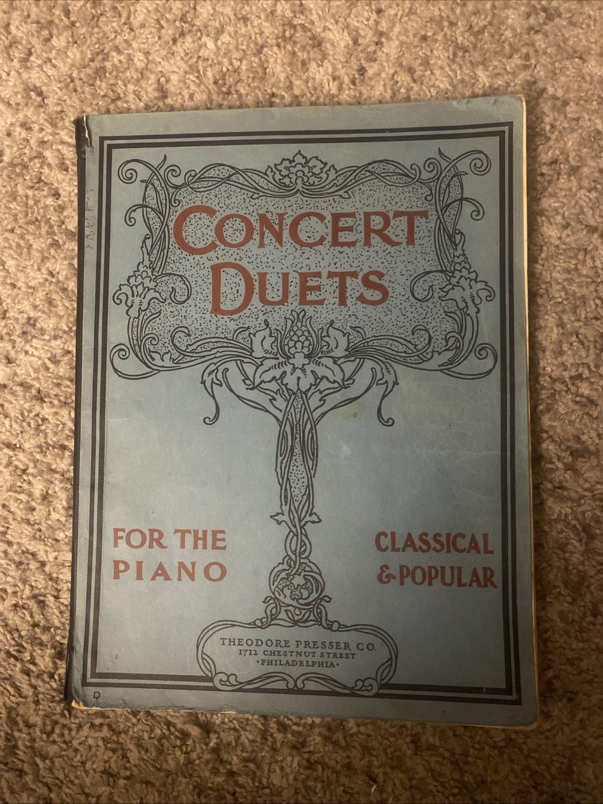 Antique 1899 Piano Book “Concert Duets”