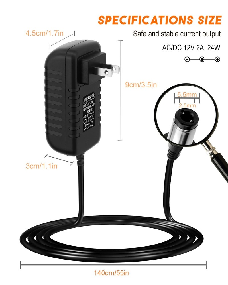 12 Volt 2A Power Adapter Supply12Volt 2000mA Universal AC black