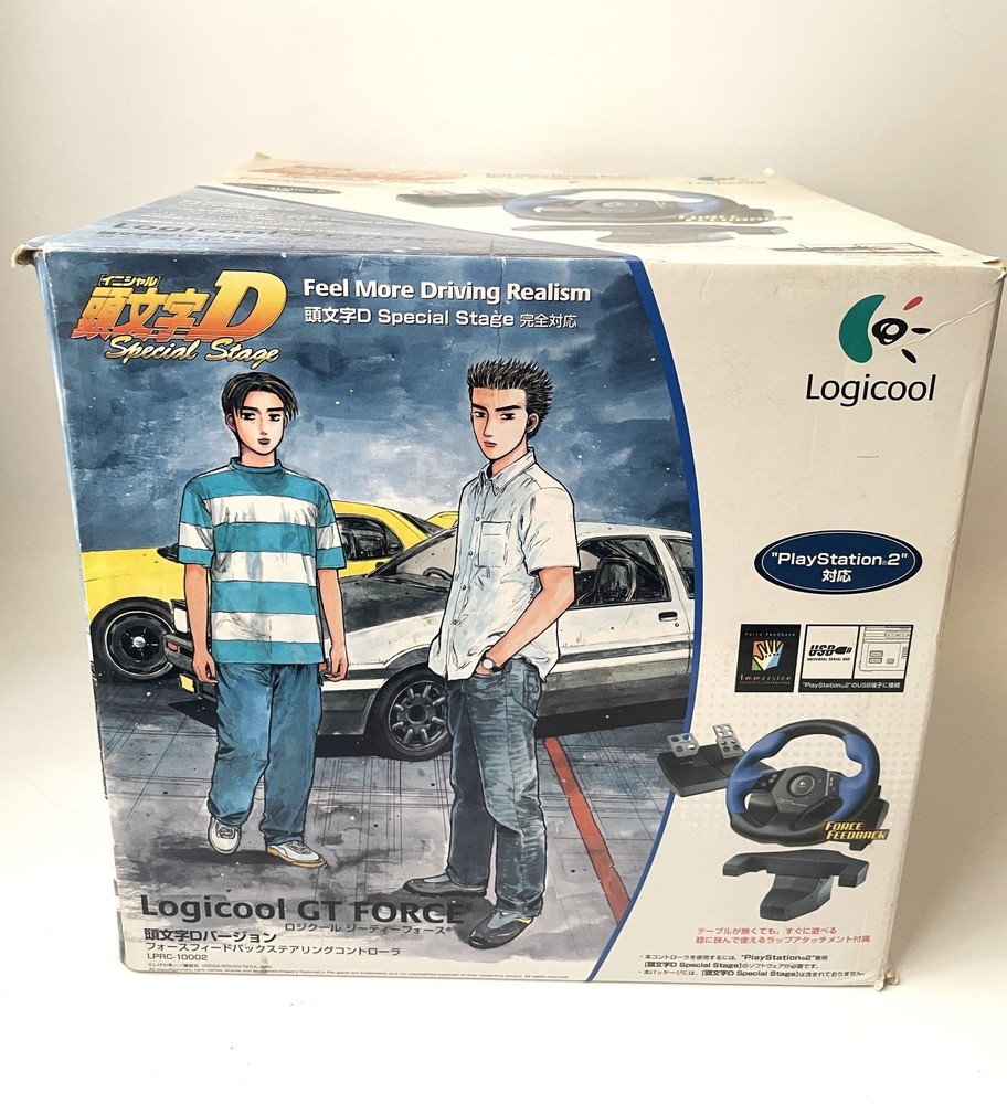 PS2 Logitech GT Force Steering Wheel Initial D Special Stage LPRC-10002 Japan