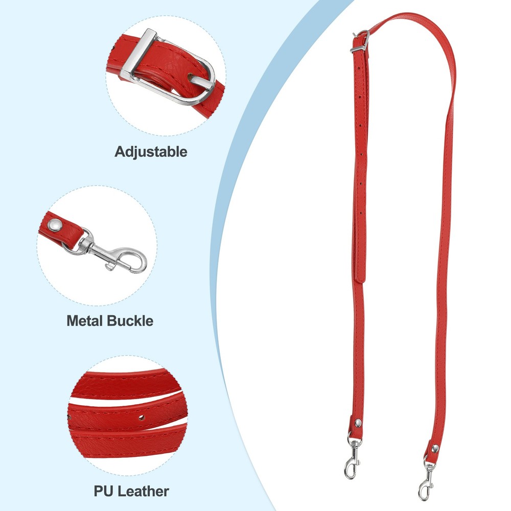47 Inch Adjustable PU Leather Purse Strap with Silver Hardware, Red