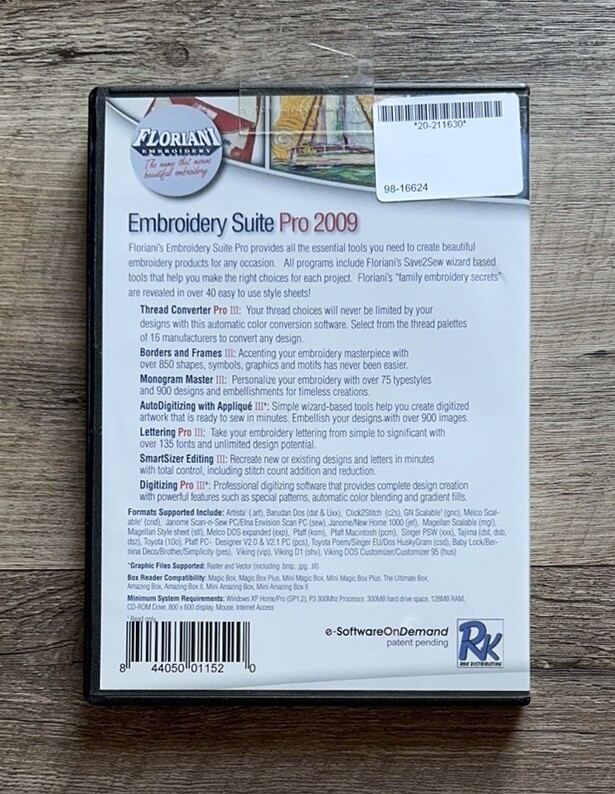 Floriani Professional Suite Pro 2009 Embroidery Software CD - 7 Programs HTF OOP
