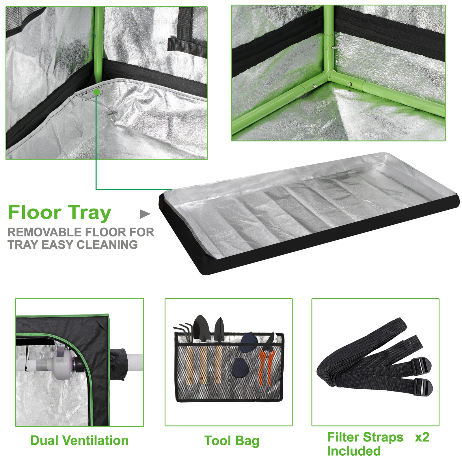 48"x24"x60" 100% Reflective Mylar Non Toxic Hydroponic Grow Tent Indoor Outdoor