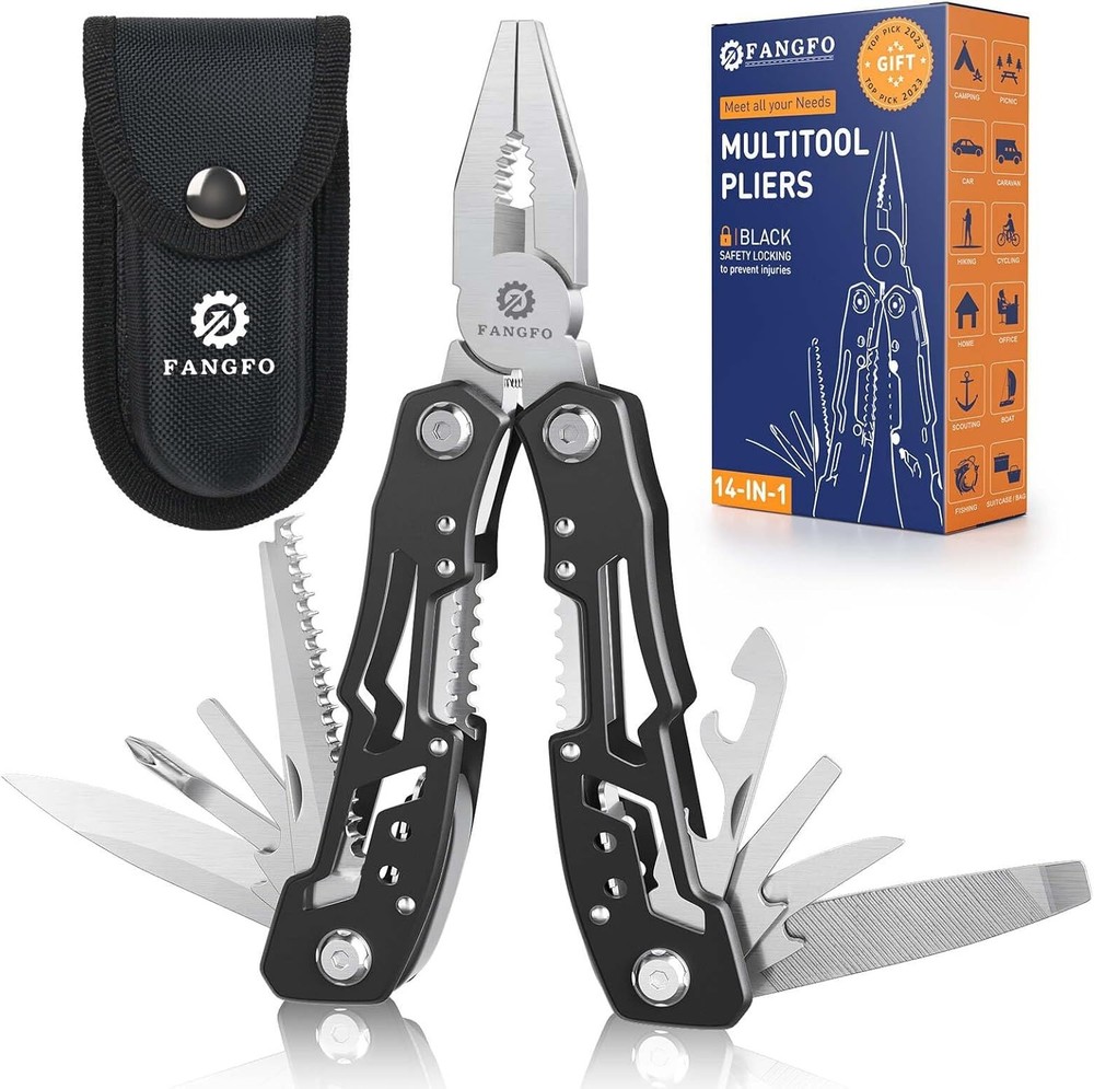 Compact Multitool with Locked Safety Feature - Perfect for Camping & Hiking