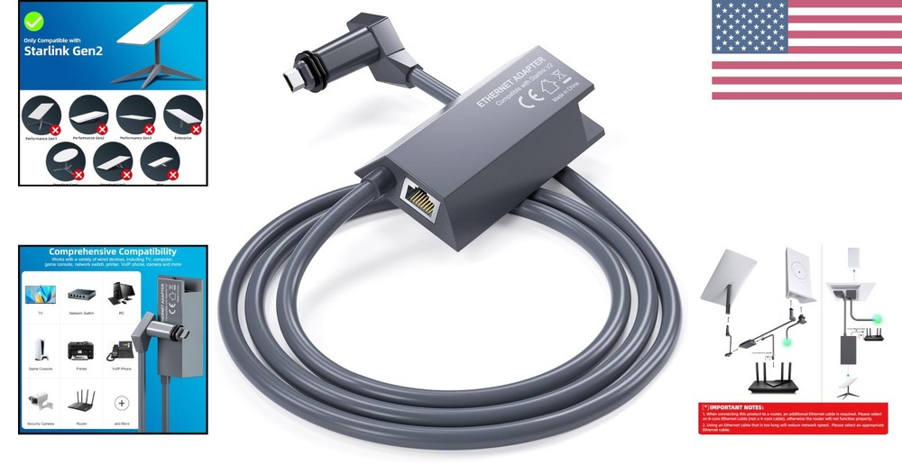 Starlink V2 Ethernet Adapter - Simplify Wired Internet Setup & Connectivity