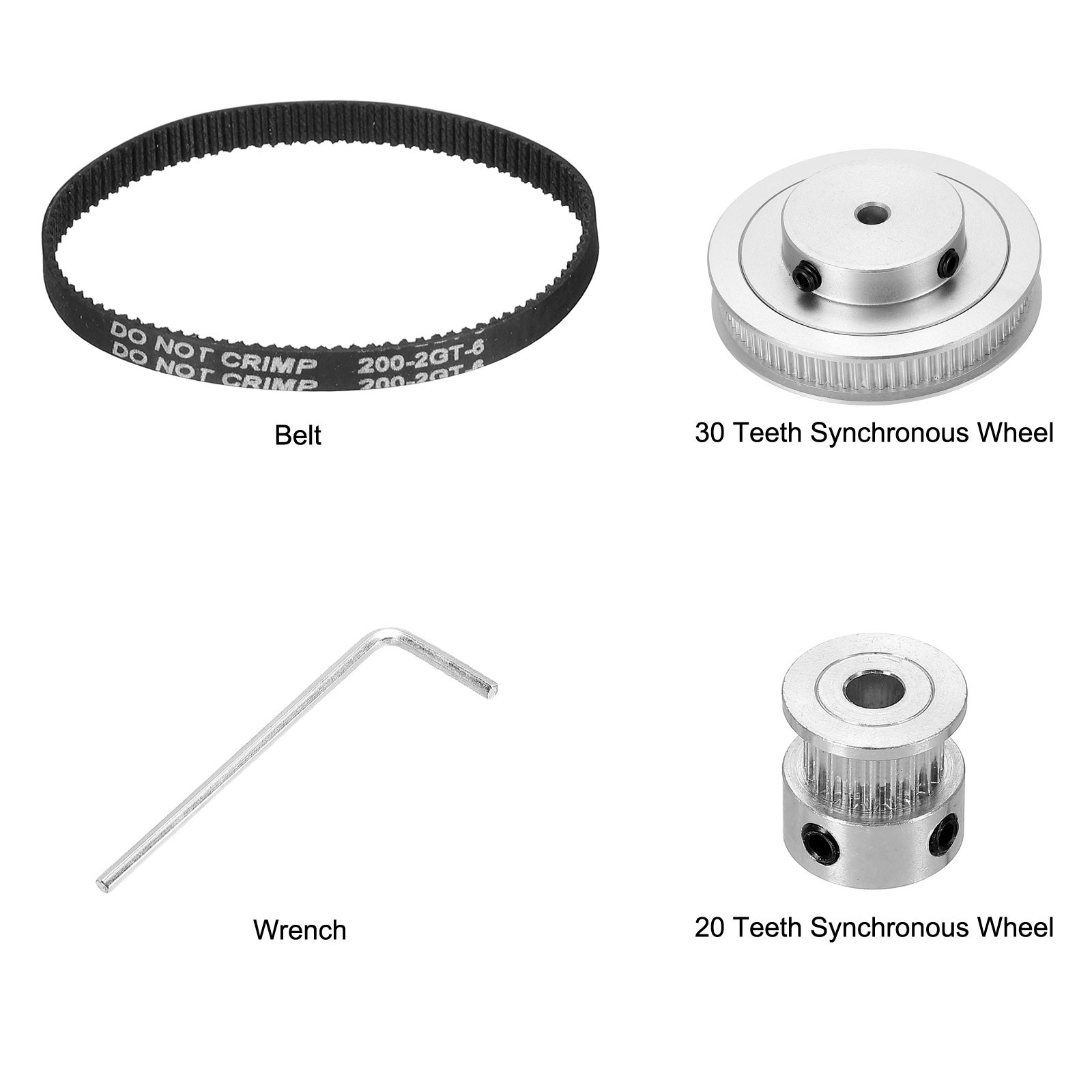 Timing Pulley 20&80 Teeth 5mm Bore Synchronous Wheel with Belt and Wrench