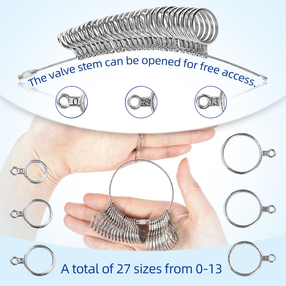 Ring Sizer Measuring Tool Kit Sizing Metal Measurer and SILVER