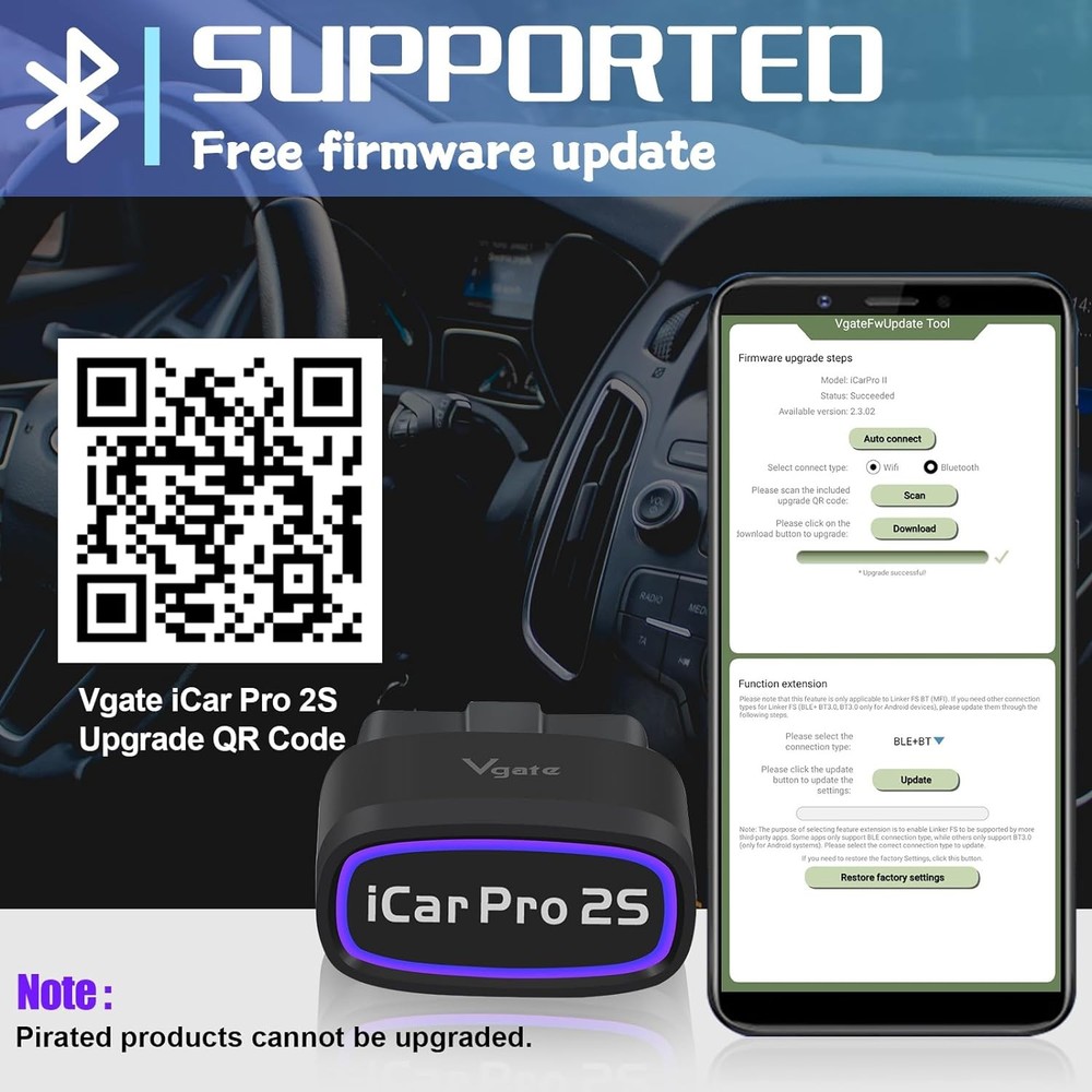 Vgate iCar Pro 2S Bluetooth OBDII Scanner Diagnostic Adapter Car Code Reader
