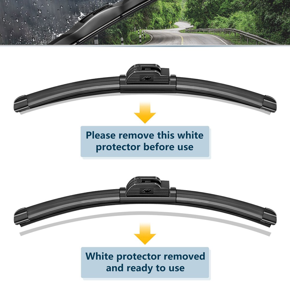 Pair Windshield Wiper Blades J-hook Quality 22" & 19" Inch Bracketless Frameless