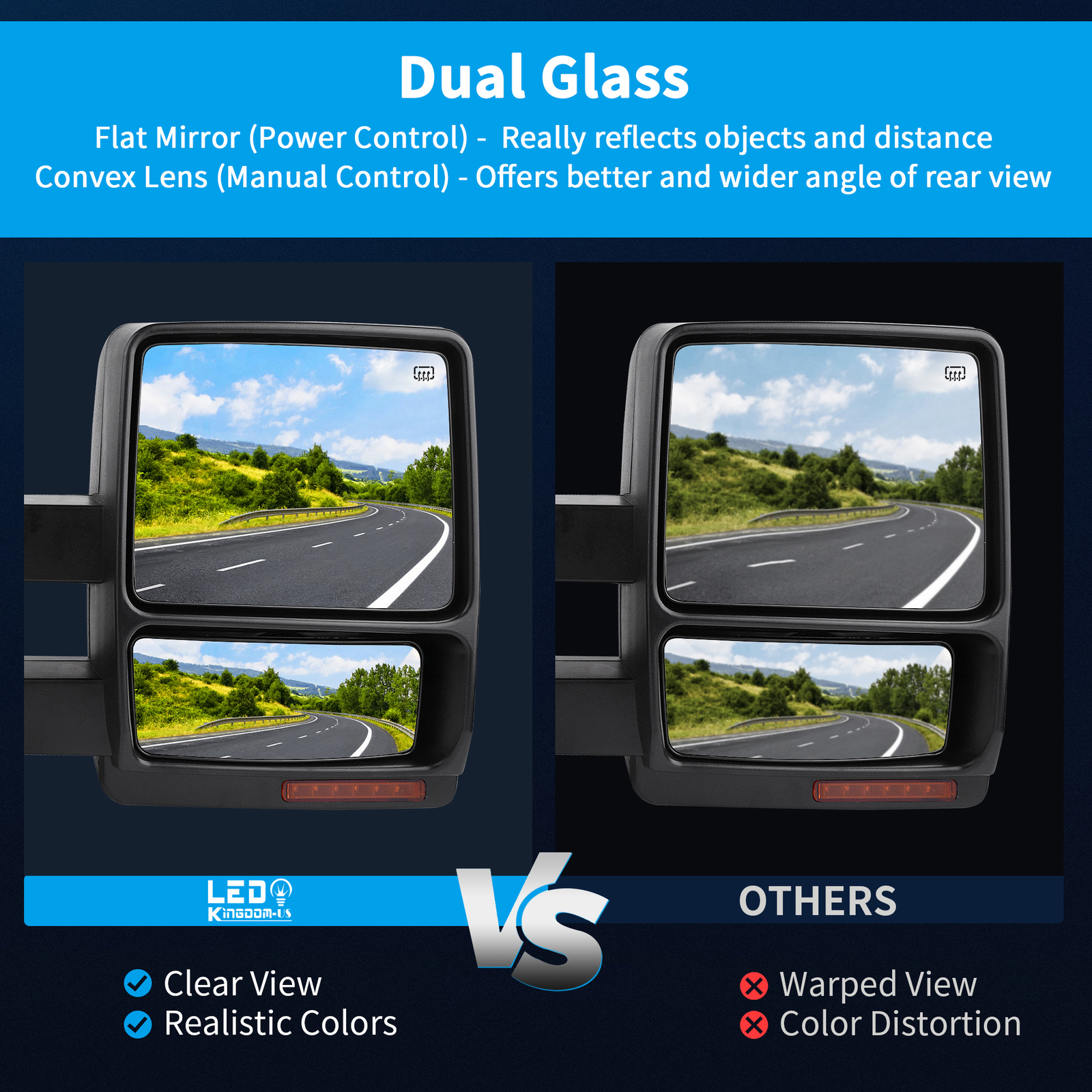 Pair Power Heated Tow Mirrors for 07-14 Ford F-150 F150 Puddle LED Turn Signals