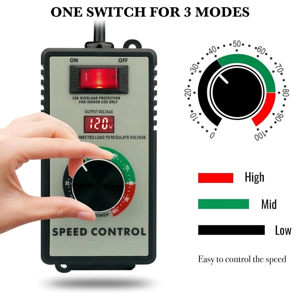 Professional 120V AC Motor Speed Controller with LED Display for Power Tools Use