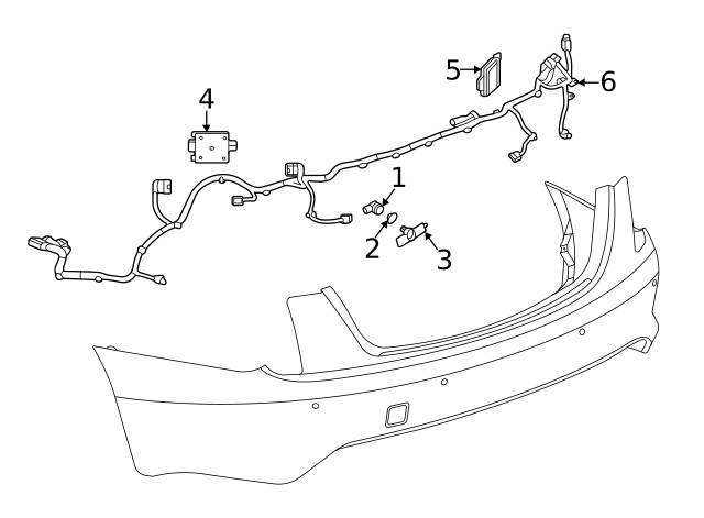 Genuine GM Rear Object Alarm Sensor Wiring Harness 85123383