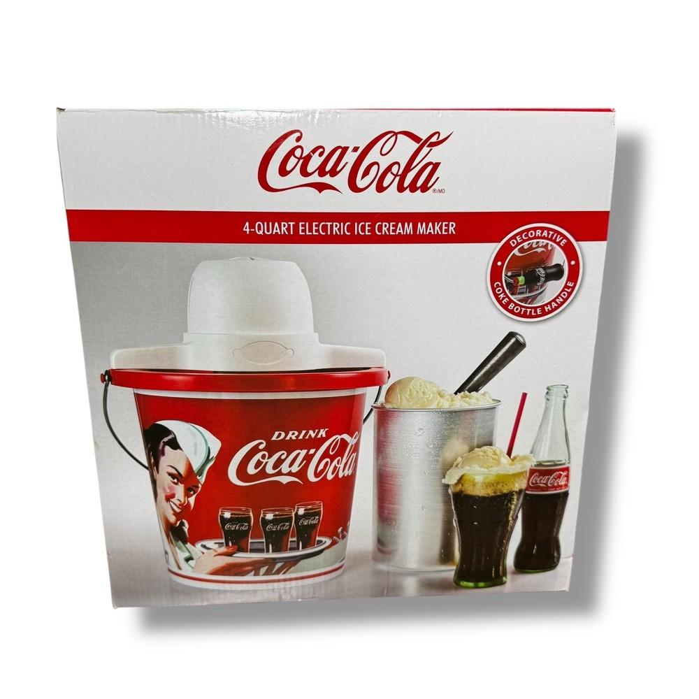 Coca Cola 4- Quart Nostalgia Ice Cream Maker NEW