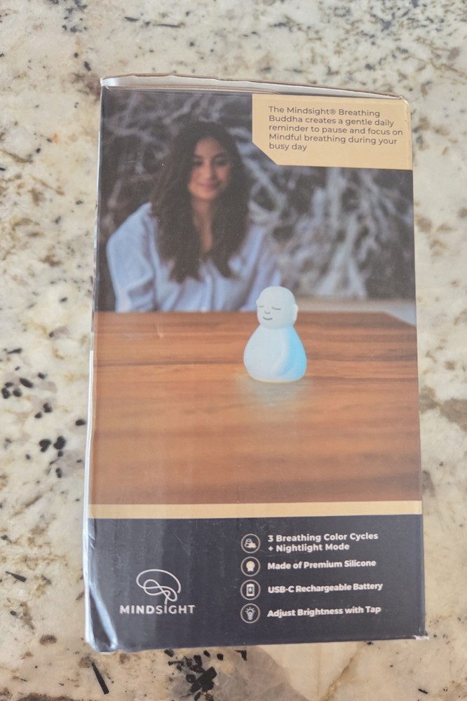 Mindsight Breathing Buddha White Noise Machine, USB-C, Color Changing Light