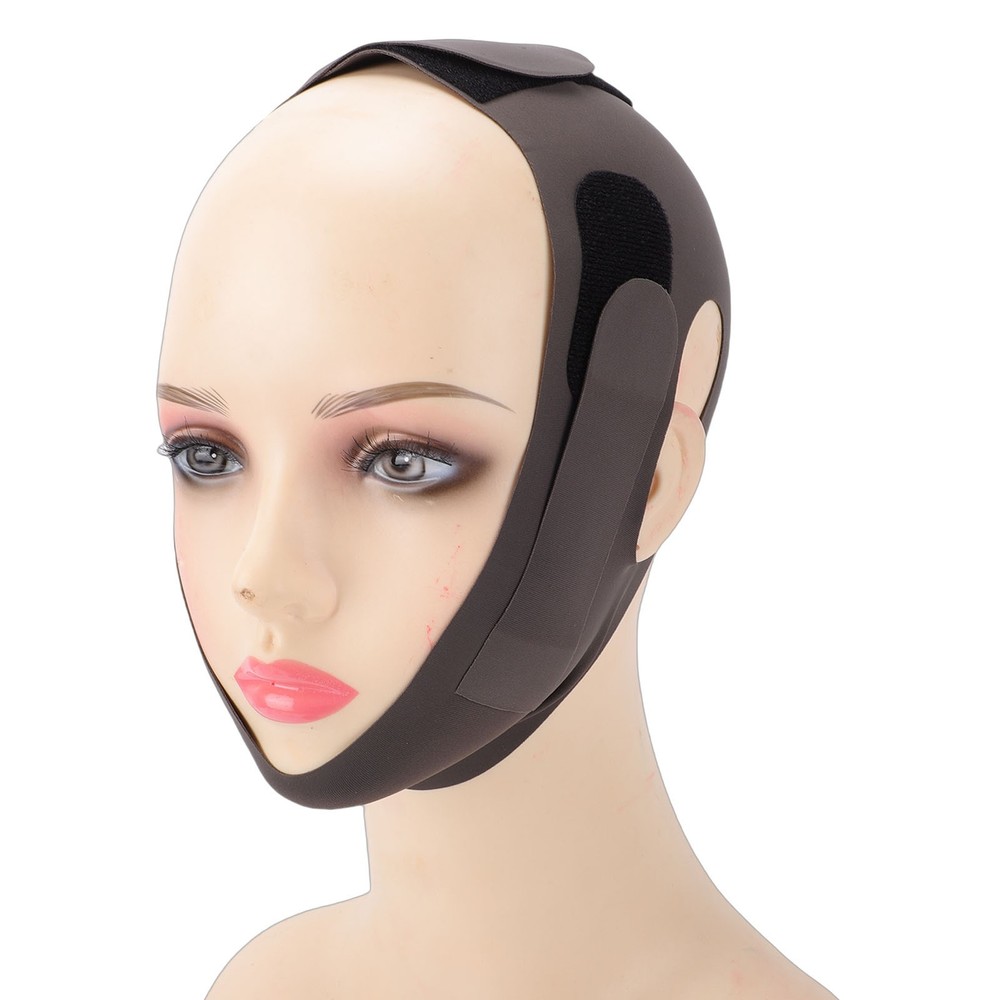 Chin Strap For Sleeping Cooling Fabric Reusable V Line Lifting Strap Black