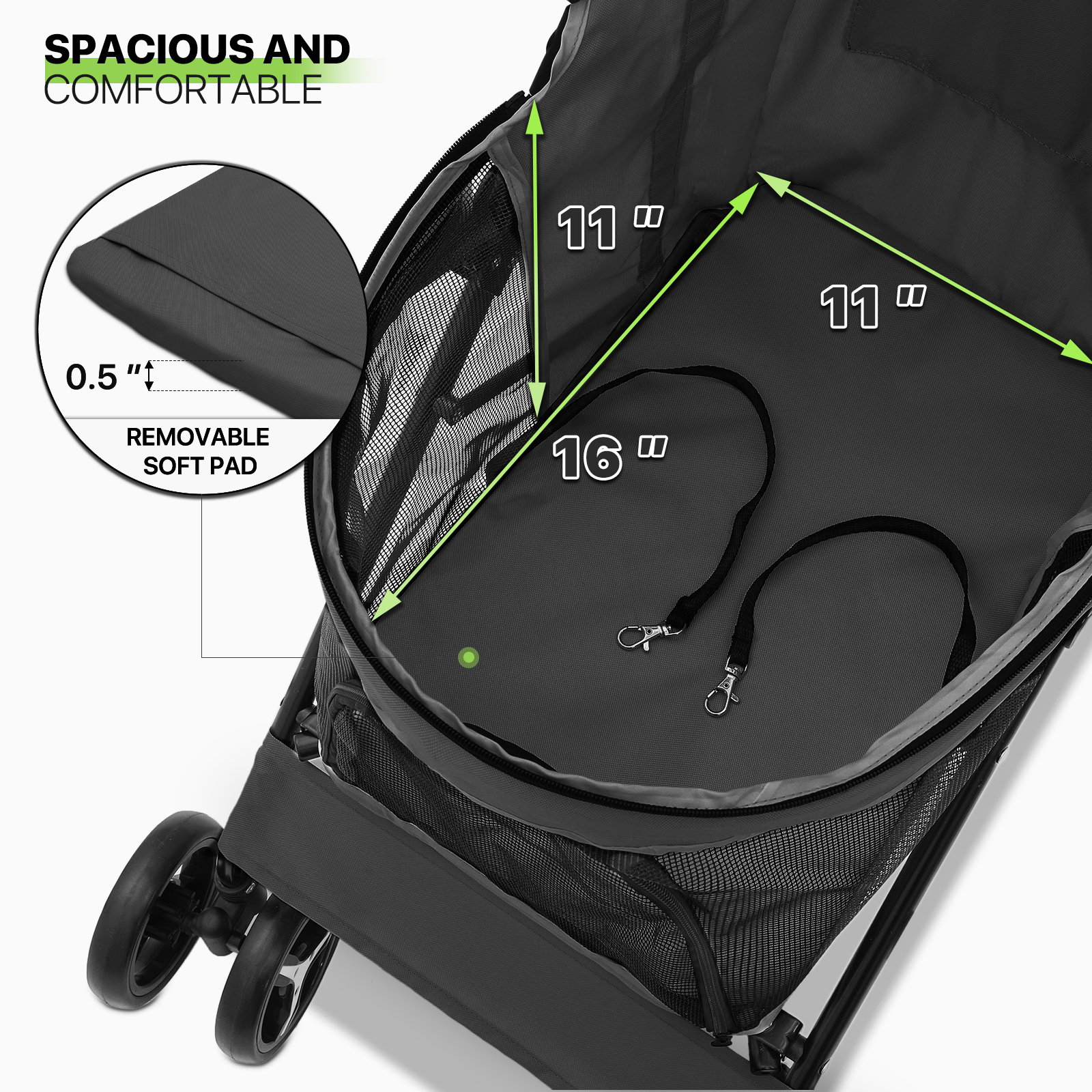 Folding 4-Wheels Dog Stroller Portable Adjustable Canopy Pet Travel Carrier Cart