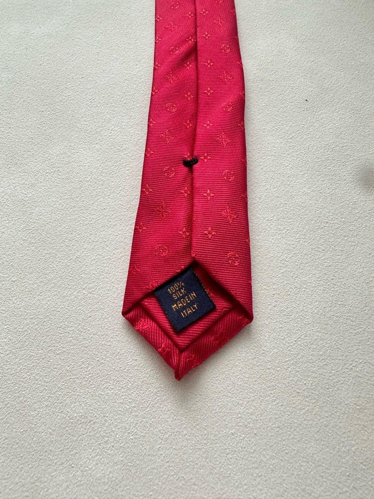 Louis Vuitton Men's Monogram Tie Red Slim Full Packaging