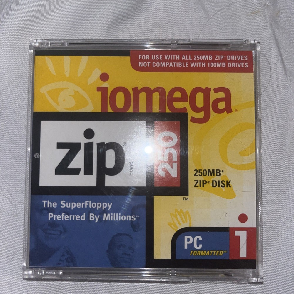 Iomega 250 MB Zip Disk PC Formatted Super Floppy Vintage Technology Old Tech