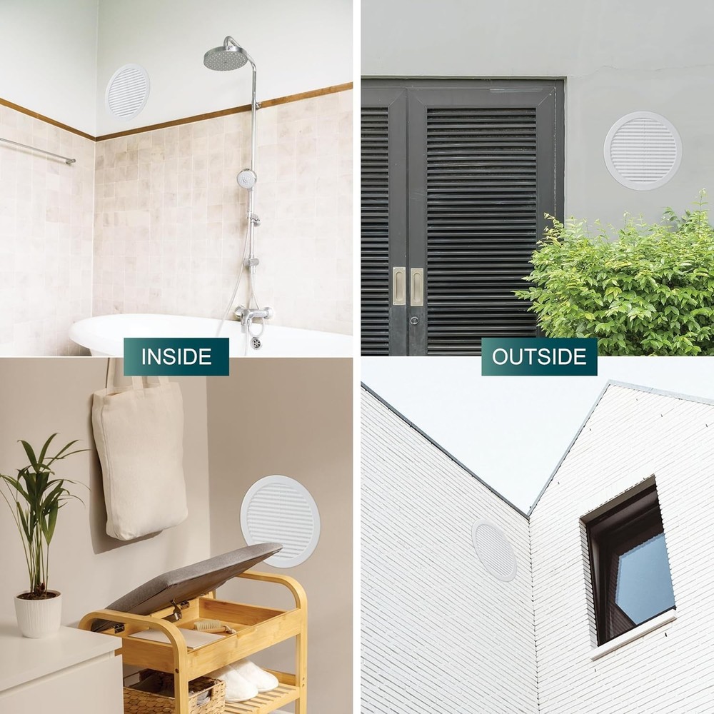 Ø8" Inch Opening Diameter / White Round Vent External Grille with Protective ...