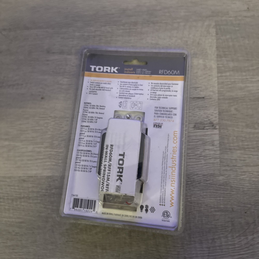 Tork In-Wall Springwound Interval Timer Switch RFD60M Indoor White Faceplate