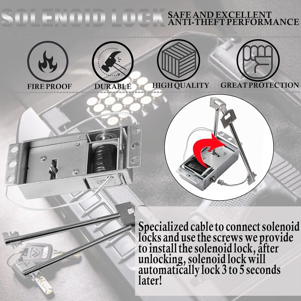 Gun Safe Lock Replacement Solenoid Lock Chrome Digital Keypad With 2 Master Key