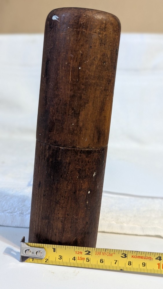 Antique Hand Turned 9 Hole Solid Maple Storage Box~ Drill Bits/Punch ~ Empty